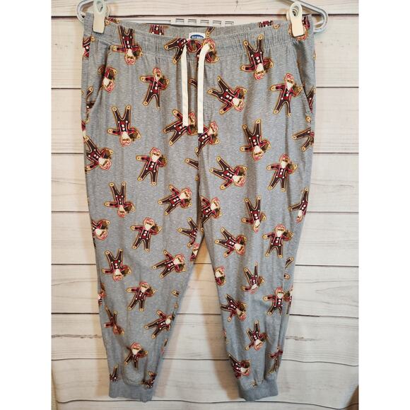 Old Navy Mens Gray Gingerbread Christmas Elastic Waist Pajama Pants‎ Size XXL - Picture 1 of 8